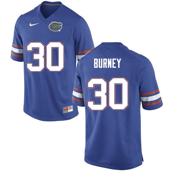 Men #30 Amari Burney Florida Gators College Football Jersey Blue